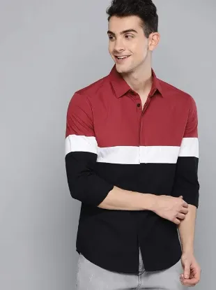 Maroon and Black Colure Cotton Long Sleeve Casual Shirt For Men Mymuna Fashion BD-MF221