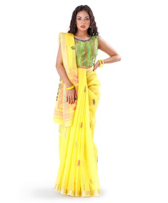 Yellow Half-Silk Saree